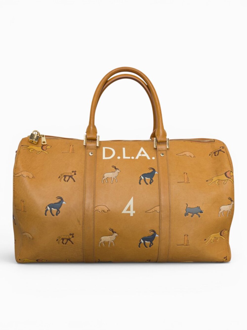 Very Troubled Child Savanna Leather Duffle, Hand-Painted Animal Motif